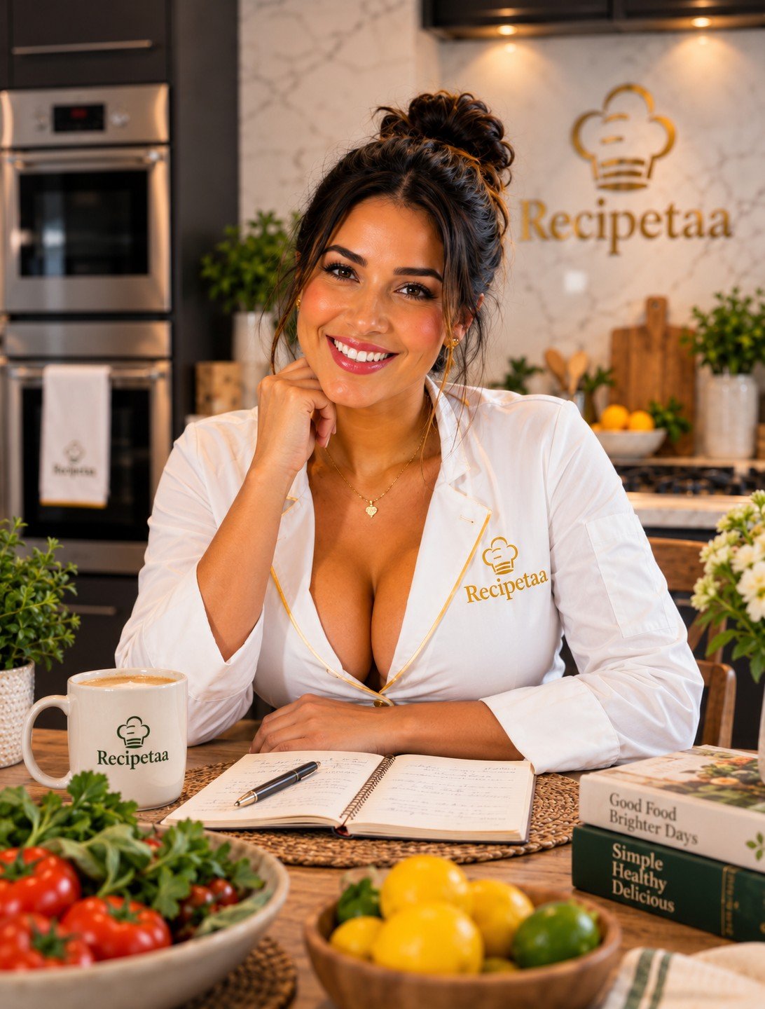 Recipetaa's kitchen guide at a table