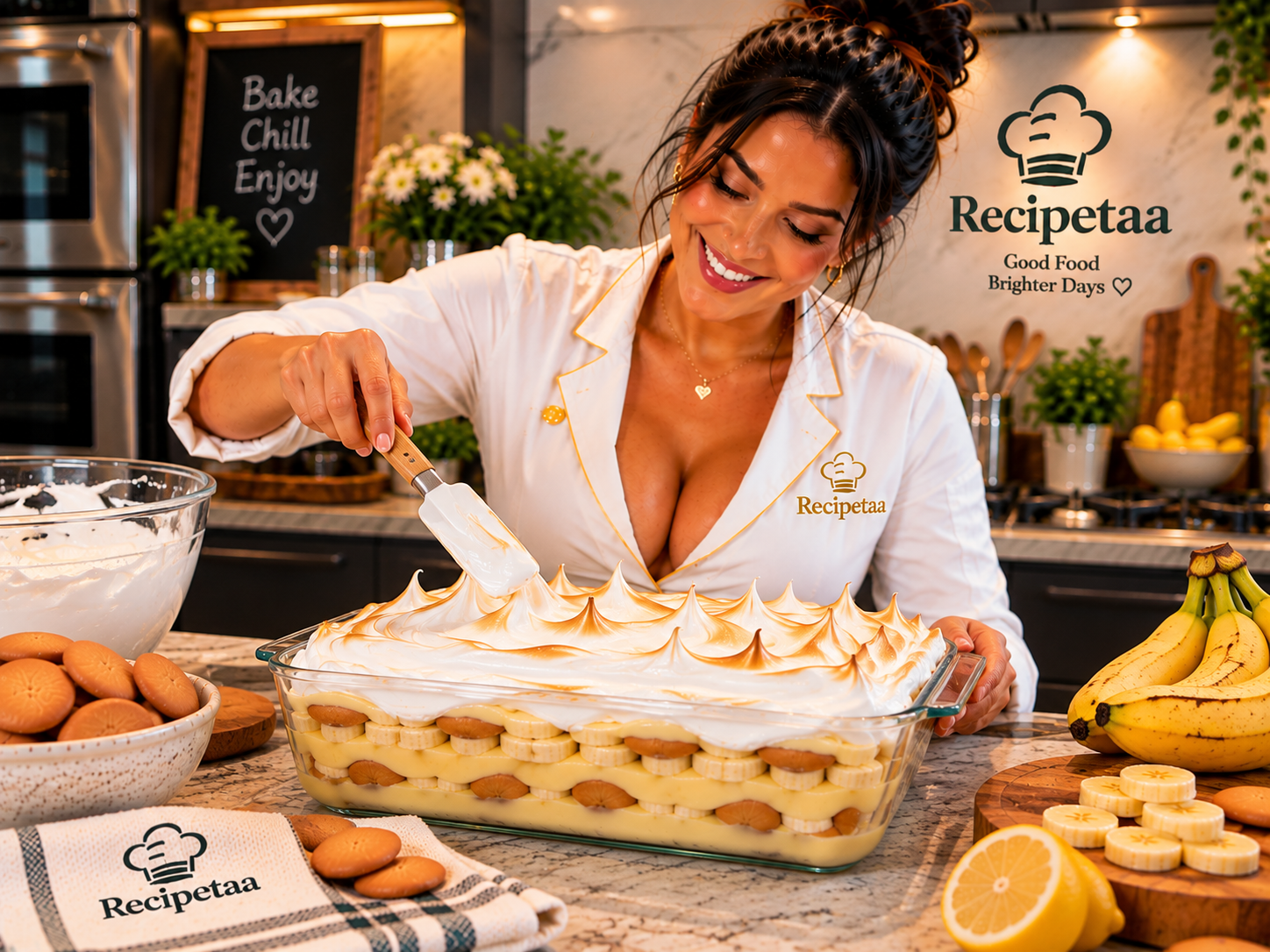 How to Make Baked Banana Pudding | Recipetaa.com