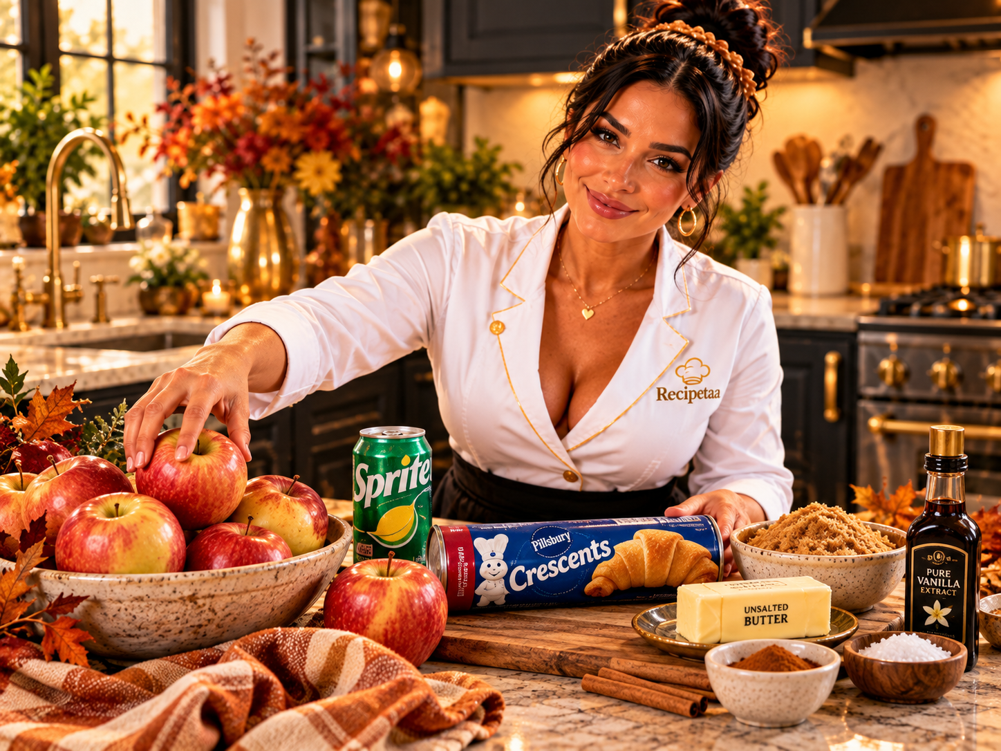 Ingredients for making Crescent Roll Apple Dumplings | Recipetaa.com