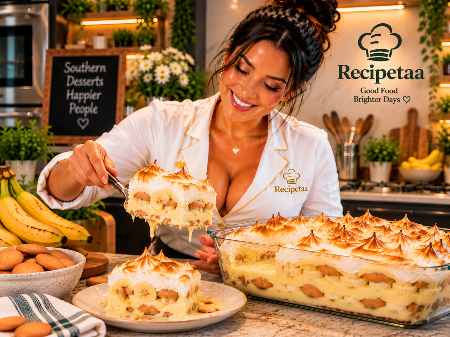 How to Make Baked Banana Pudding | Recipetaa.com